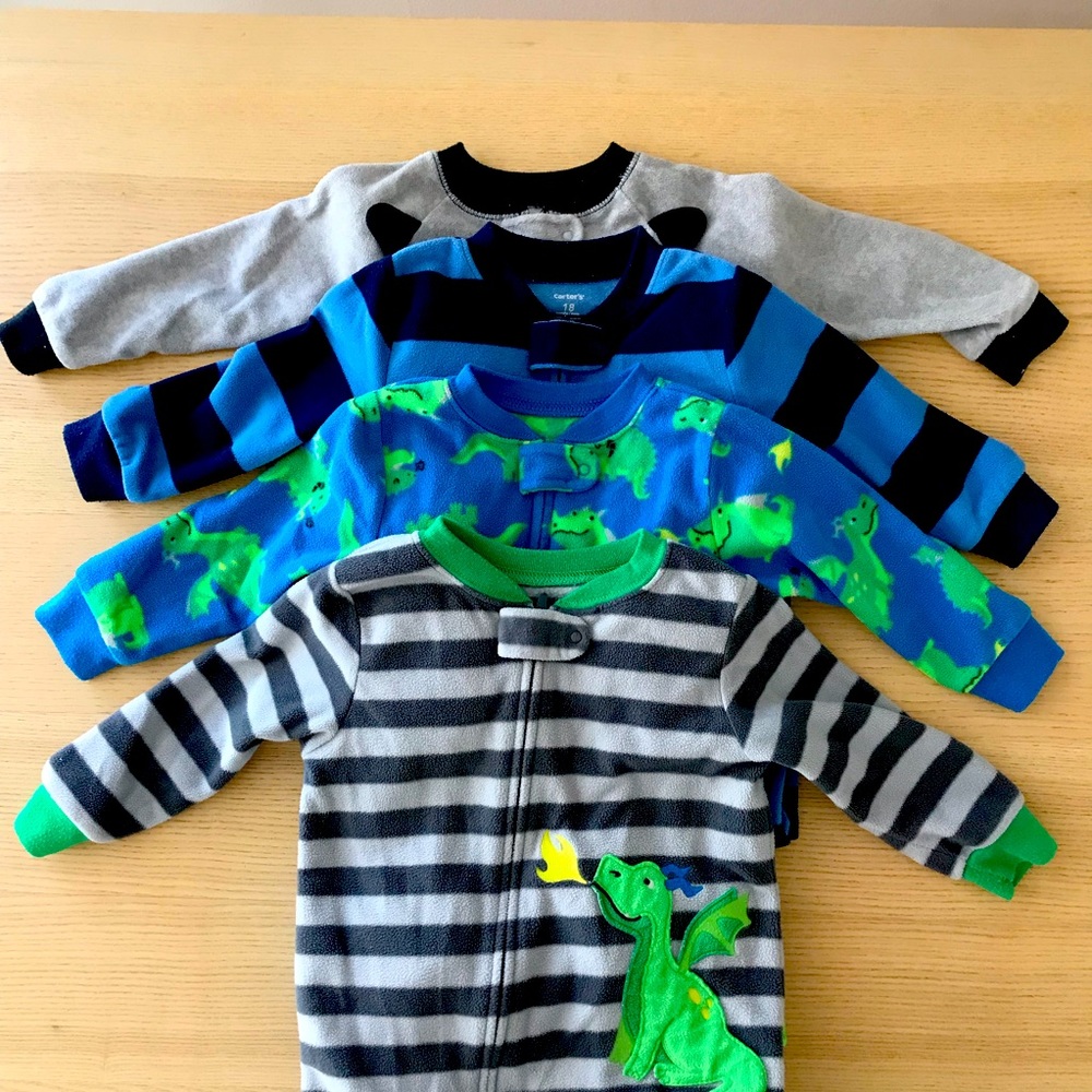 Bundle / Lot of 4 Fleece footed pajamas